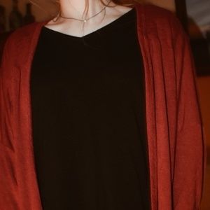 Red cardigan